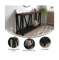 Erikson Modern Farmhouse Engineered Wood Sofa Table With Bracing And Lower Shelf