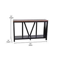 Merrick Lane Erikson Modern Farmhouse Engineered Wood Sofa Table With Bracing And Lower Shelf