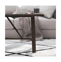 Mabel Farmhouse Trestle Coffee Table, Solid Wood Rustic Accent Table