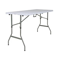 Emma+Oliver 5-Foot Height Adjustable Bi-Fold Plastic Banquet And Event Folding Table With Carrying Handle