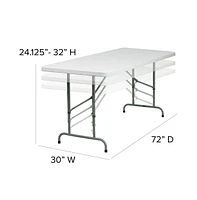 Emma+Oliver 6-Foot Height Adjustable Plastic Folding Table