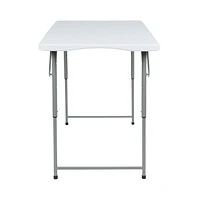 Emma+Oliver Height Adjustable Bi-Fold Plastic Folding Table With Carrying Handle