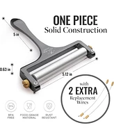 Zulay Kitchen Stainless Steel Wire Cheese Slicer - Adjustable Hand Held Cutter with 2 Extra Wires