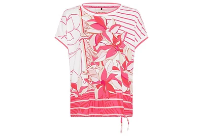 Olsen Women's Short Sleeve Mixed Print Embellished T-Shirt