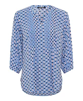 Olsen Women's 3/4 Sleeve Geo Print Tunic Blouse