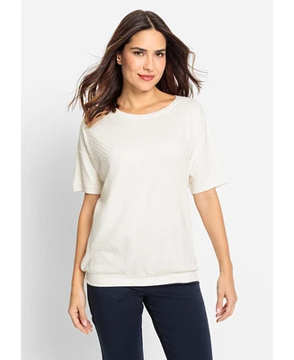 Olsen Women's Short Sleeve Lattice Texture T-Shirt