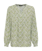 Olsen Women's 100% Viscose Long Sleeve Printed Tunic Blouse