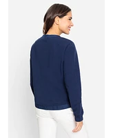 Olsen Women's Mixed Media Zip Front Jacket