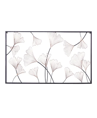 Rosemary Lane Gold Metal Floral Wall Decor with Black Frame 48" x 3" x 24"