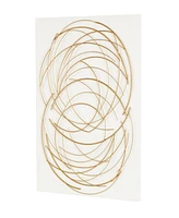 Rosemary Lane Gold Metal Abstract Overlapping Circle Design Wall Decor with White Wood Backing, 36" x 1" x 48"