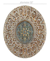 Rosemary Lane Gold Metal Plate Wall Decor with Embossed Details, 32" x 2" x 32"