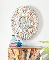 Rosemary Lane Gold Metal Plate Wall Decor with Embossed Details, 32" x 2" x 32"