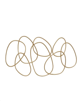 CosmoLiving by Cosmopolitan Gold Metal Abstract Interlocking Rings Wall Decor, 43" x 1" x 22"