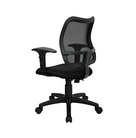 Emma+Oliver Mid-Back Mesh Swivel Task Office Chair With Adjustable Arms