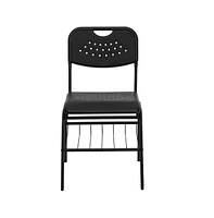 Emma+Oliver 880 Lb. Capacity Plastic Chair With Book Basket