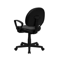 Emma+Oliver Mid-Back Leather Swivel Ergonomic Task Office Chair With Back Depth Adjustment And Arms