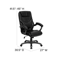 Emma+Oliver High Back Leathersoft Executive Swivel Ergonomic Office Chair With Arms
