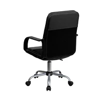 Emma+Oliver Mid-Back Leather And Mesh Swivel Task Office Chair With Arms