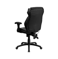 Emma+Oliver High Back Leather Multifunction Executive Swivel Ergonomic Office Chair With Lumbar Support Knob With Arms