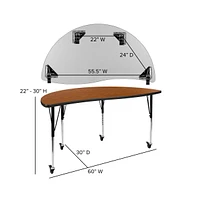 Mobile 86" Oval Wave Collaborative Laminate Activity Table Set With 16" Student Stack Chairs