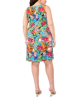 Msk Plus Size Printed Three-Ring Sleeveless Shift Dress