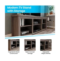 Merrick Lane Fincastle 6 Cubby 65" Tv Stand For Up To 80" Tv'S