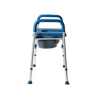 Maury Shower Commode Chair With Safety Rail, Height Adjustable Frame, Padded Seat & Armrests, Removable Pail Lid, Fits Most Toilets