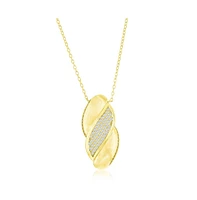 Simona Gold Plated Over Sterling Silver Brushed Cz Wave Design Necklace