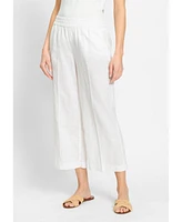 Olsen Women's Anna Fit Wide Leg Cotton Linen Pull-On Culottes