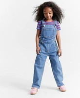 Epic Threads Girls Kensal Denim Overalls Ribbed Striped T Shirt Created For Macys