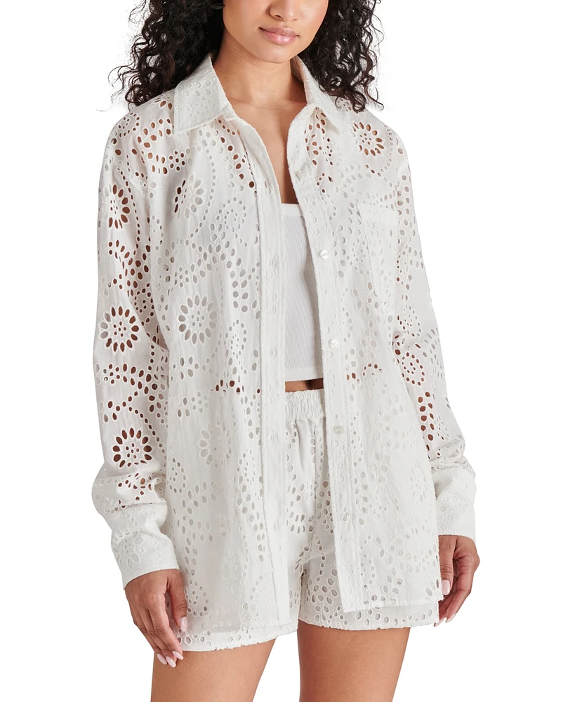 Steve Madden Women's Cornelia Cotton Eyelet Button-Front Shirt