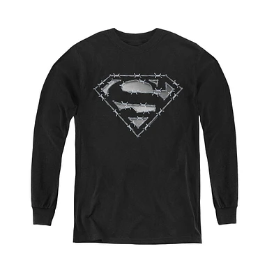 Superman Boys Youth Barbed Wire Long Sleeve Sweatshirts