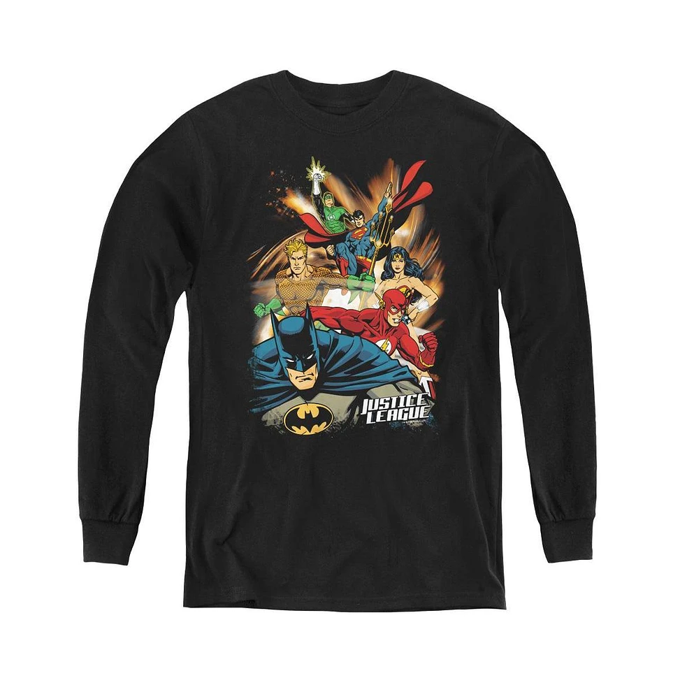 Justice League Boys of America Youth Starburst Long Sleeve Sweatshirts