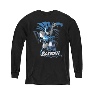 Justice League Boys of America Youth Batman Blue & Gray Long Sleeve Sweatshirts