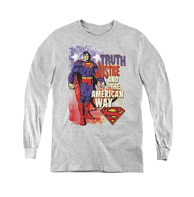 Superman Boys Youth Truth Justice Long Sleeve Sweatshirts