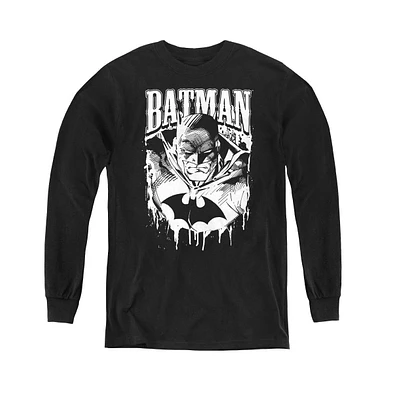 Batman Boys Youth Bat Metal Long Sleeve Sweatshirts
