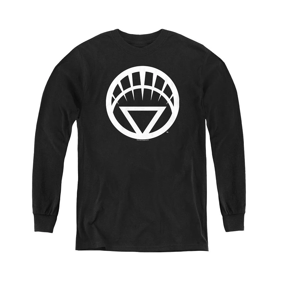 Green Lantern Boys Youth White Emblem Long Sleeve Sweatshirts