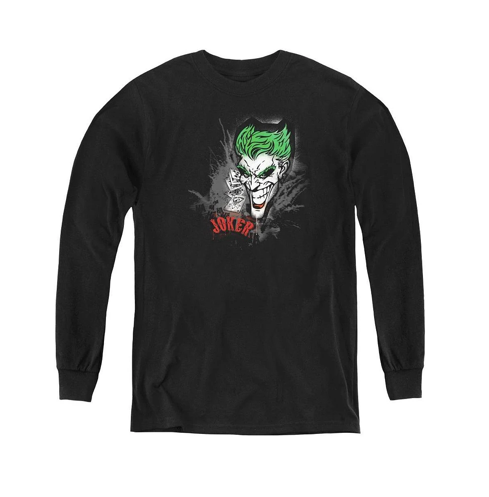 Batman Boys Youth Joker Sprays The City Long Sleeve Sweatshirts