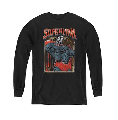 Superman Boys Youth Head Bang Long Sleeve Sweatshirts