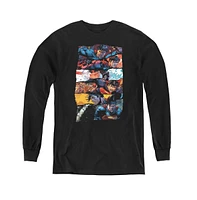 Superman Boys Youth Torn Collage Long Sleeve Sweatshirts