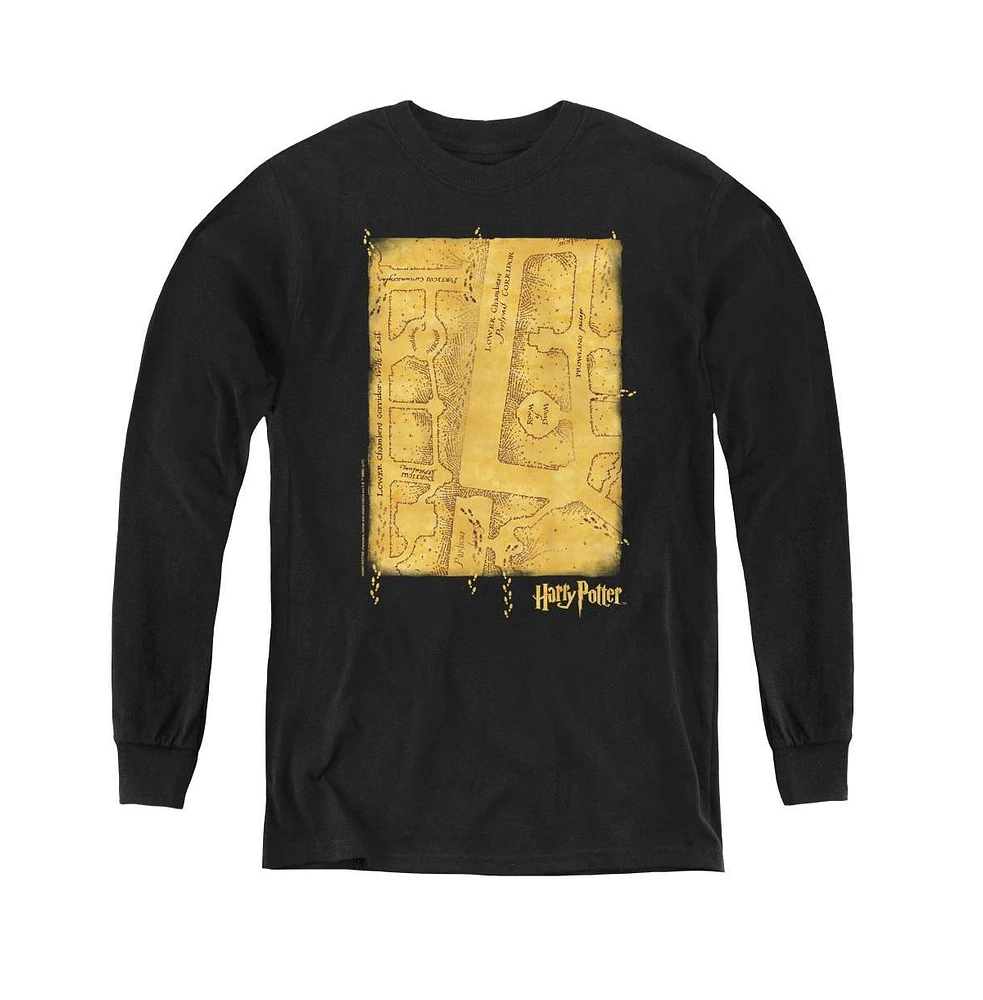 Harry Potter Boys Youth Marauders Map Interior Long Sleeve Sweatshirts