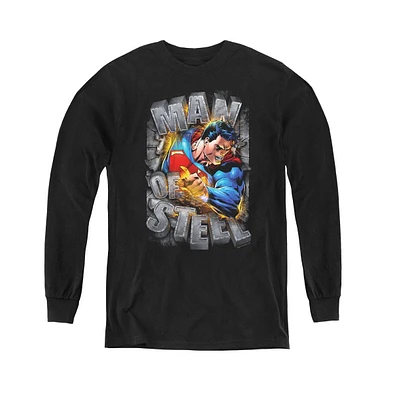 Superman Boys Youth Ripping Steel Long Sleeve Sweatshirts