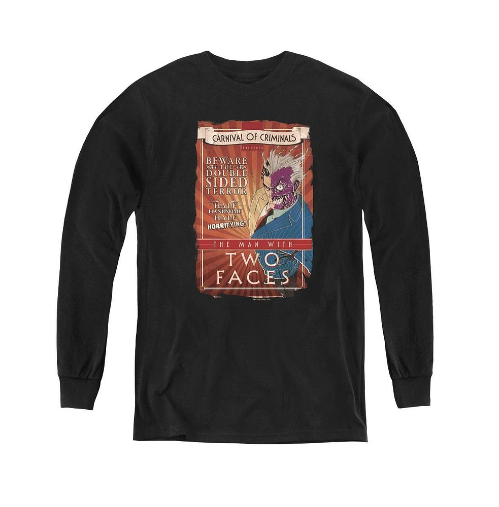 Batman Boys Youth Two Faces Long Sleeve Sweatshirts