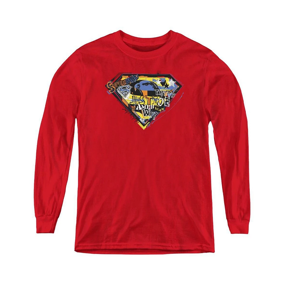 Superman Boys Youth American Way Long Sleeve Sweatshirts