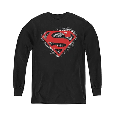 Superman Boys Youth Hardcore Noir Shield Long Sleeve Sweatshirts