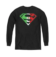 Superman Boys Youth Mexican Flag Shield Long Sleeve Sweatshirts