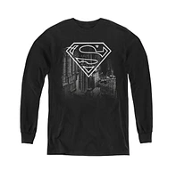 Superman Boys Youth Skyline Long Sleeve Sweatshirts