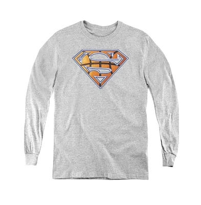 Superman Boys Youth Basketball Shield Long Sleeve Sweatshirts