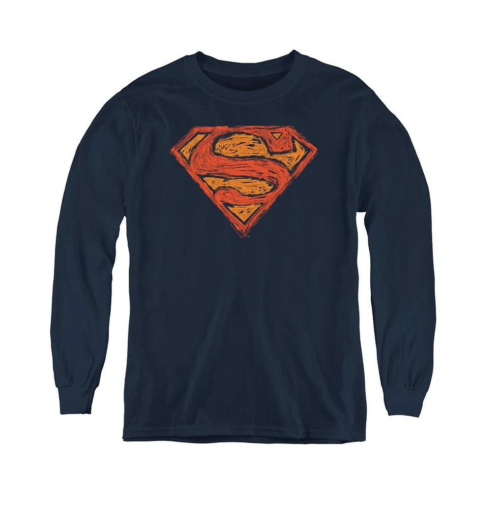 Superman Boys Youth Messy S Long Sleeve Sweatshirts