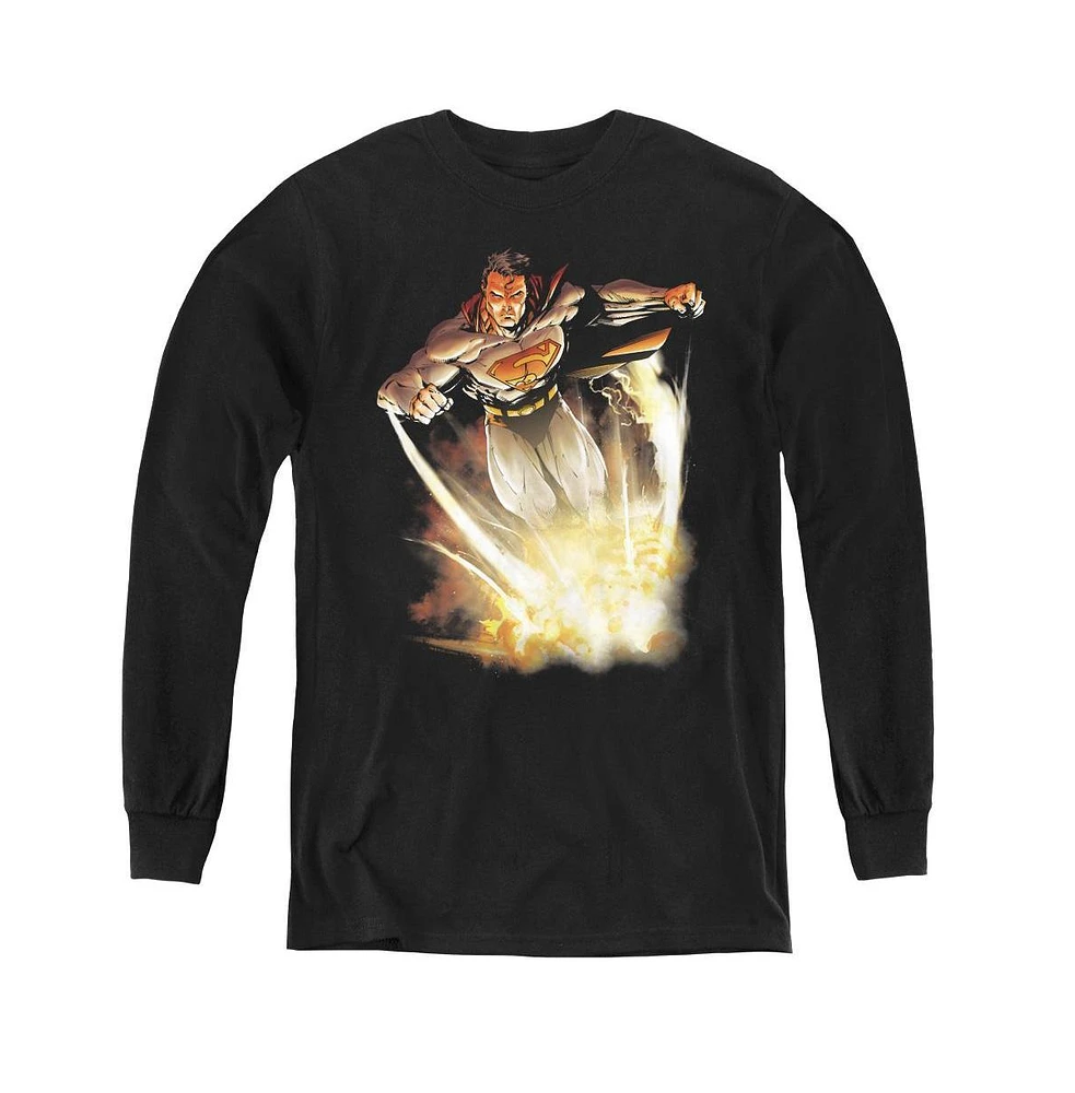 Superman Boys Youth Explosive Long Sleeve Sweatshirts
